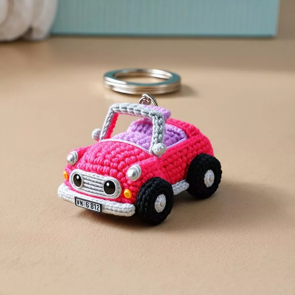 Móc khóa ô tô bằng len - Món quà nhỏ, ý nghĩa lớn