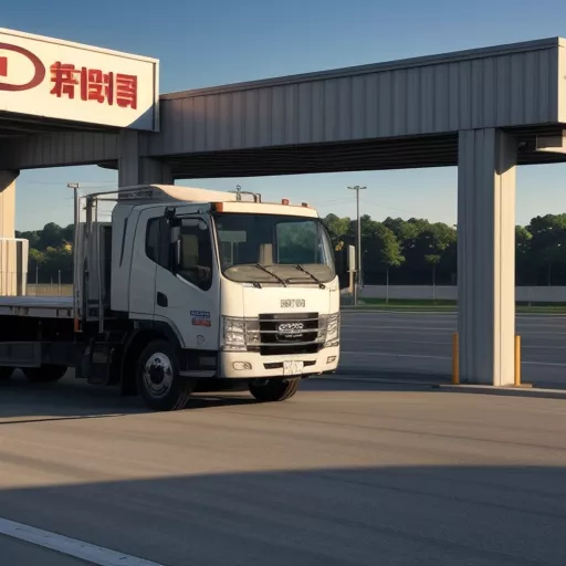 Isuzu truck passing through a BOT toll booth