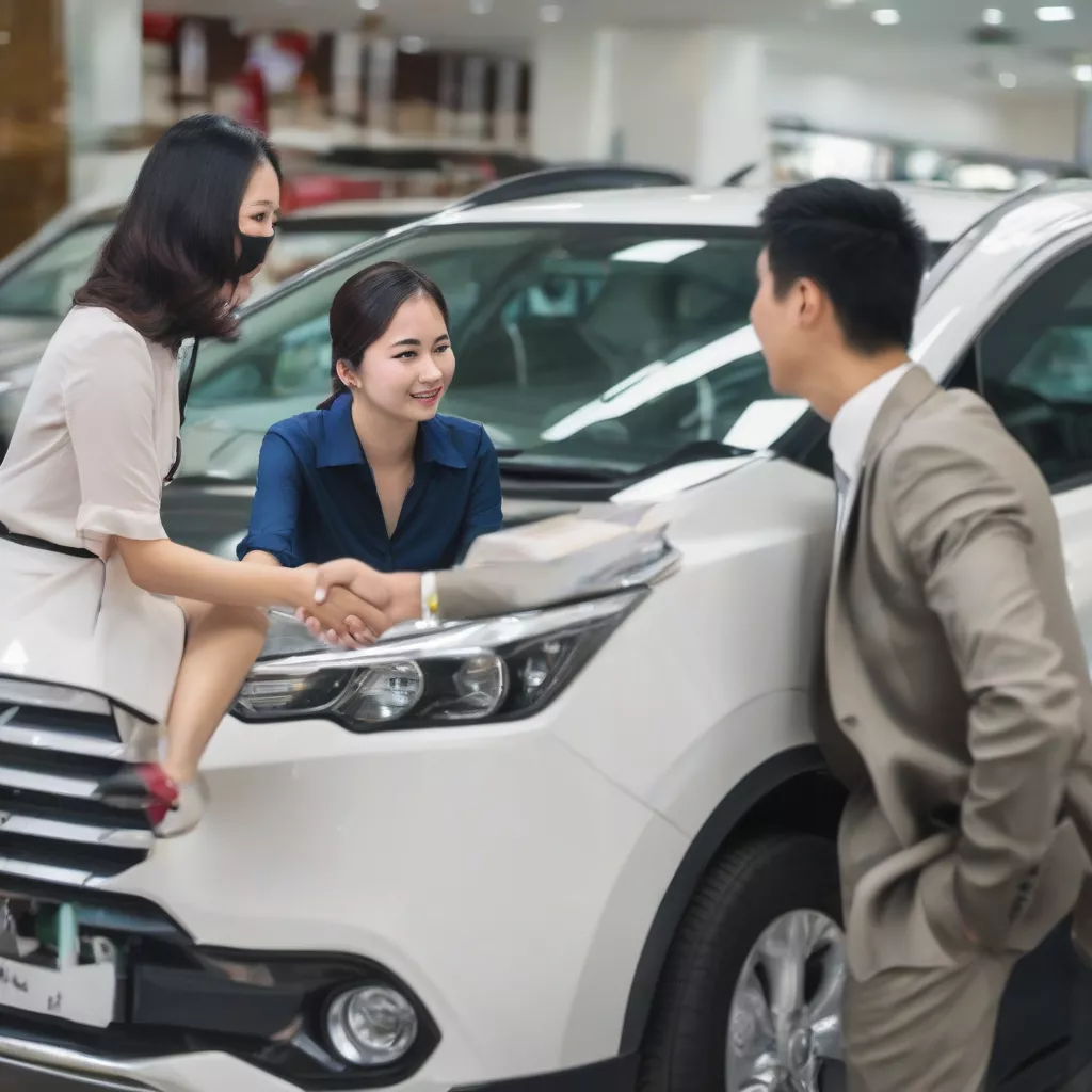 Cliente in concessionaria per informazioni sull'acquisto di un'auto a rate