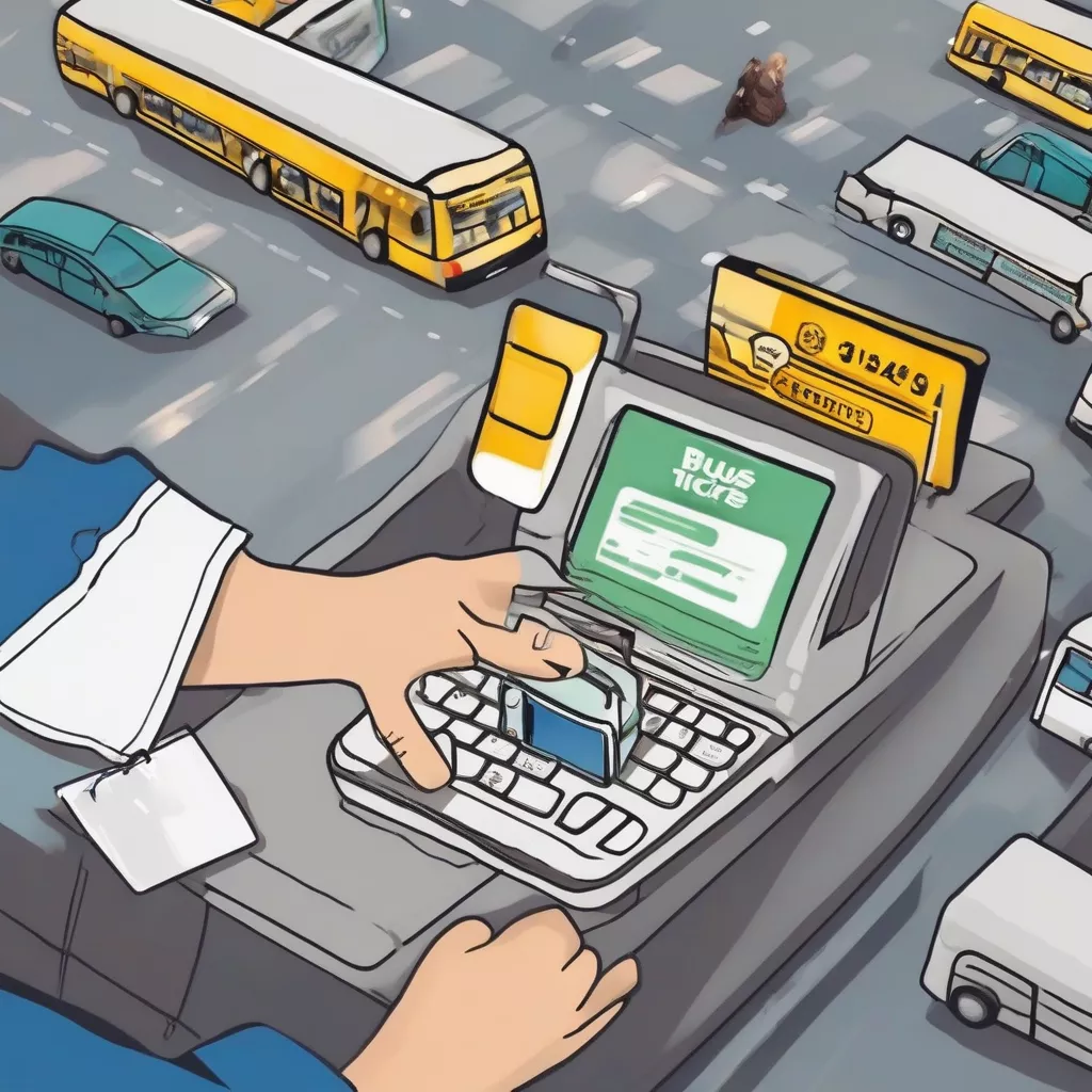 Online bus ticket purchase on a mobile phone