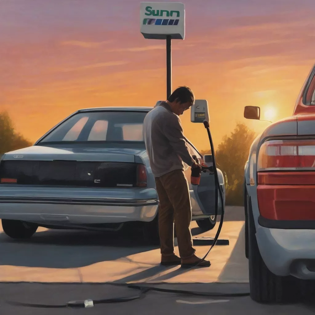 Man inflating a car tire