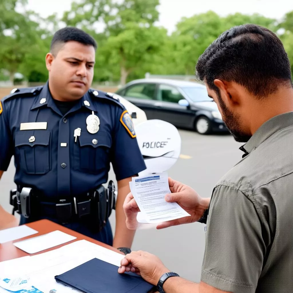 Mann erkundigt sich nach dem Führerschein Umtausch