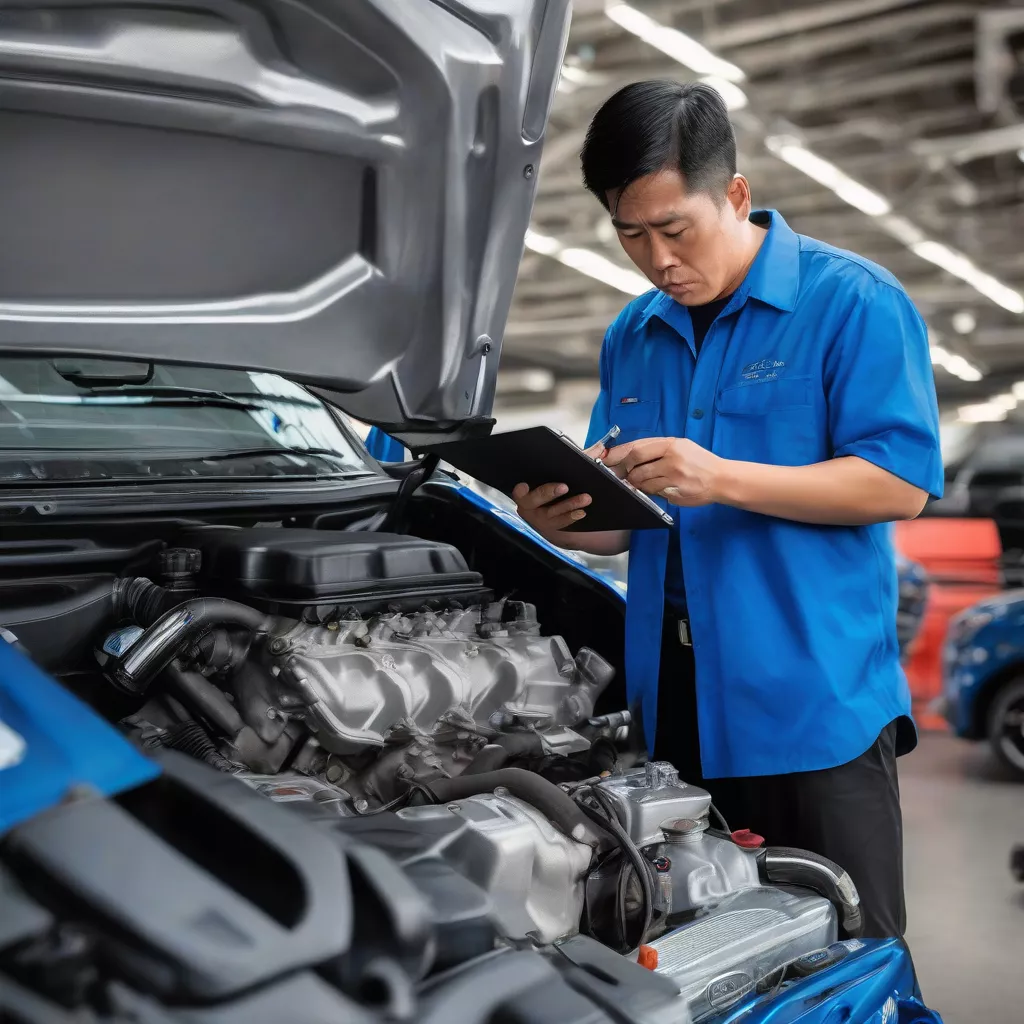 Man inspecting a used truck