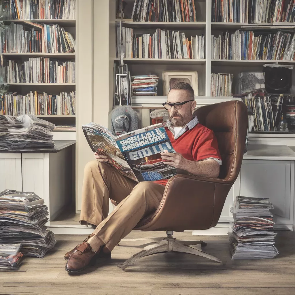 Người đàn ông đọc tạp chí ô tô