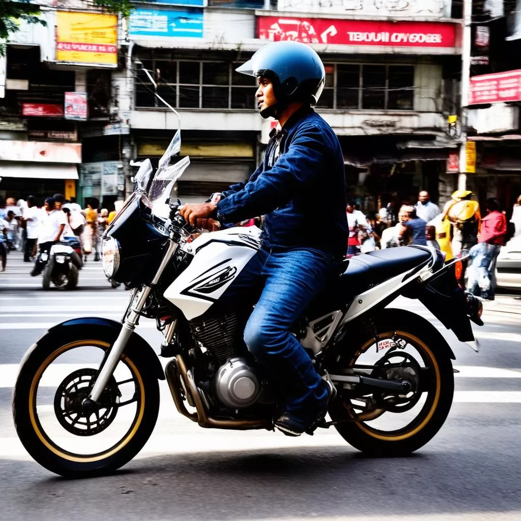 Man riding a motorcycle