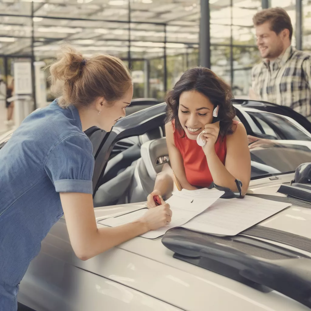 Woman registering for driving lessons
