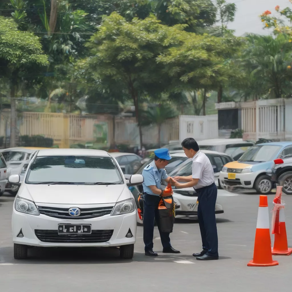 Parking attendant managing cars in Binh Duong