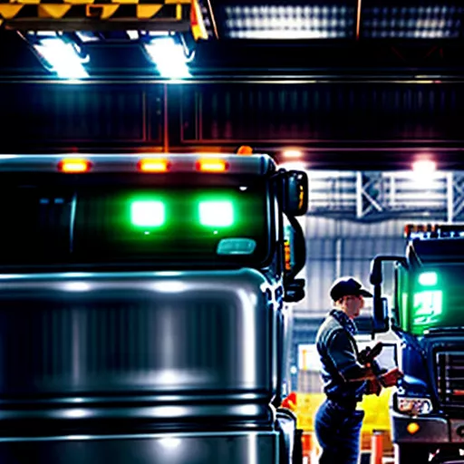 Inspection staff inspecting a truck