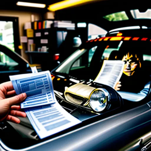 Nhân viên đang kiểm tra giấy tờ xe