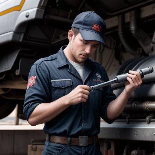 Nhân viên đang kiểm tra xe tải