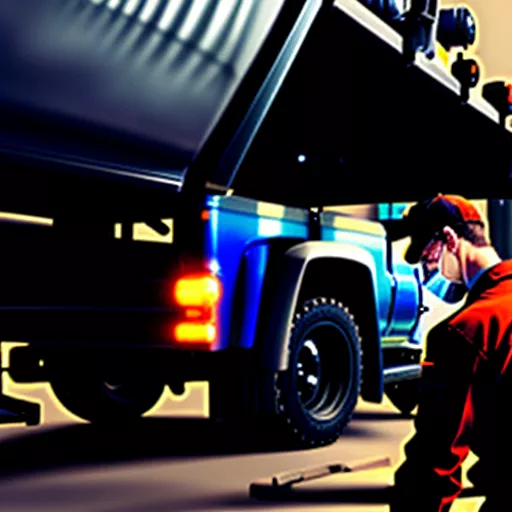 Staff inspecting a small box truck