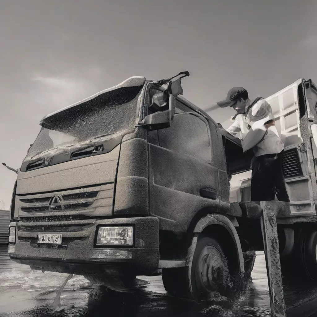 Staff Washing a Truck