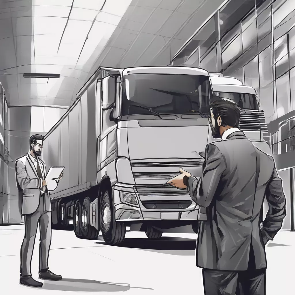 Nhân viên đang tư vấn mua xe tải