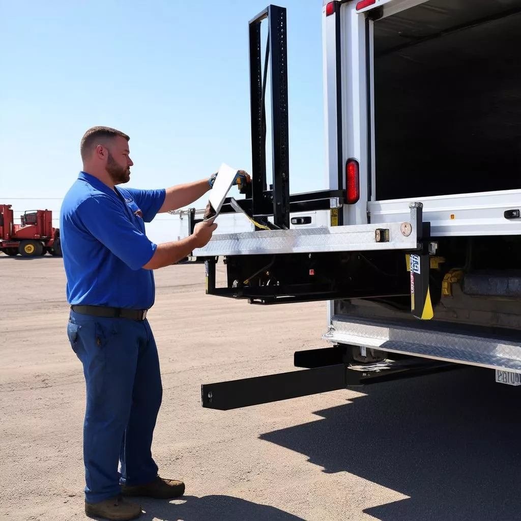 Nhân viên kỹ thuật đang kiểm tra cầu chủ động ô tô