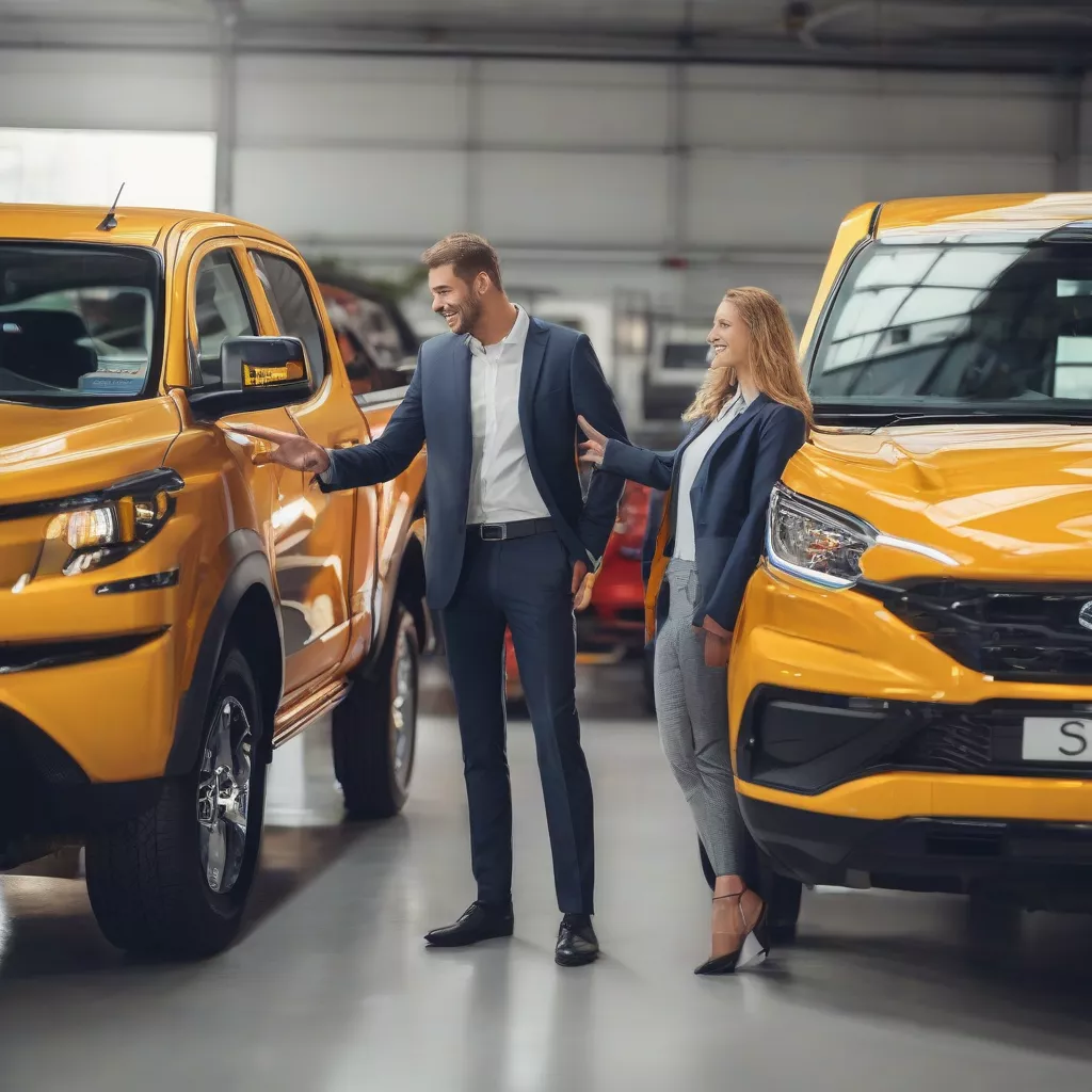 트럭 구매 상담을 받는 고객