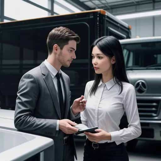 Sales consultant assisting a customer at the XE TẢI HÀ NỘI showroom