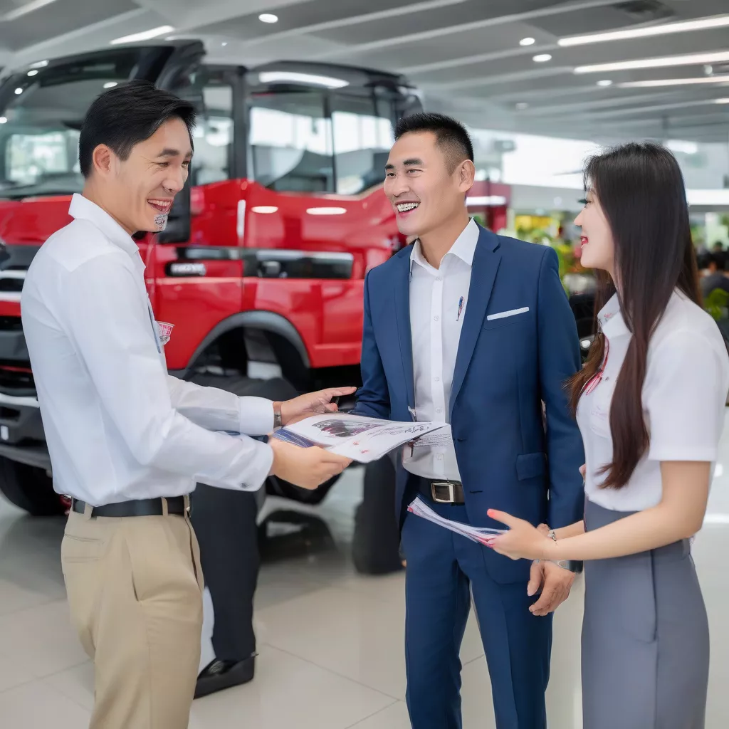 Nhân viên tư vấn khách hàng tại showroom Xe Tải Hà Nội