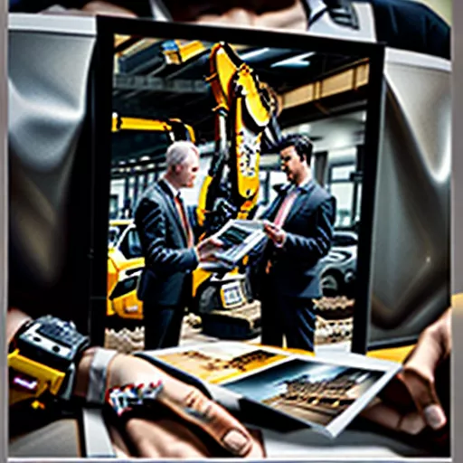 Consultor a auxiliar um cliente sobre a escavadora mini