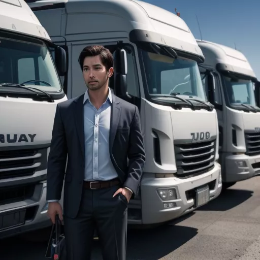 एक ट्रक खरीदने के बारे में ग्राहक को सलाह देता कर्मचारी