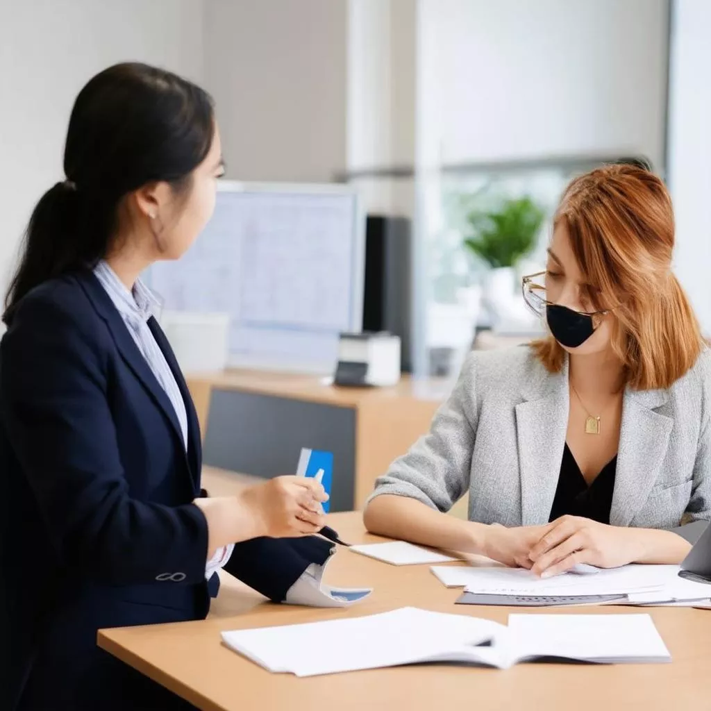 Insurance consultant advising a client