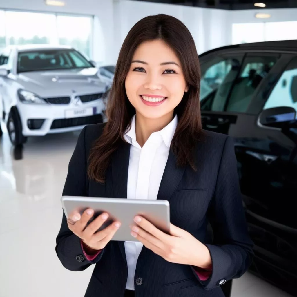 Sales consultant assisting with a truck purchase