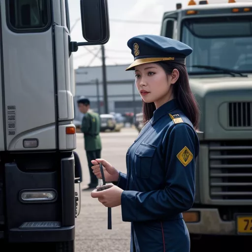 Funcionário a aconselhar sobre a compra de um camião