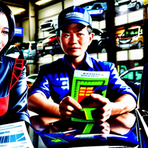 Sales consultant advising customer on truck purchase