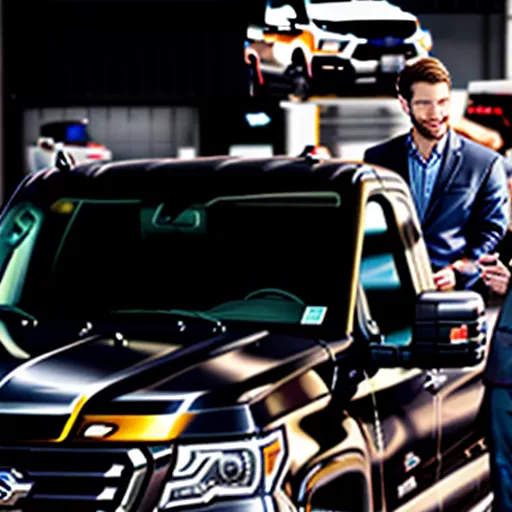 Sales consultant advising on truck purchase