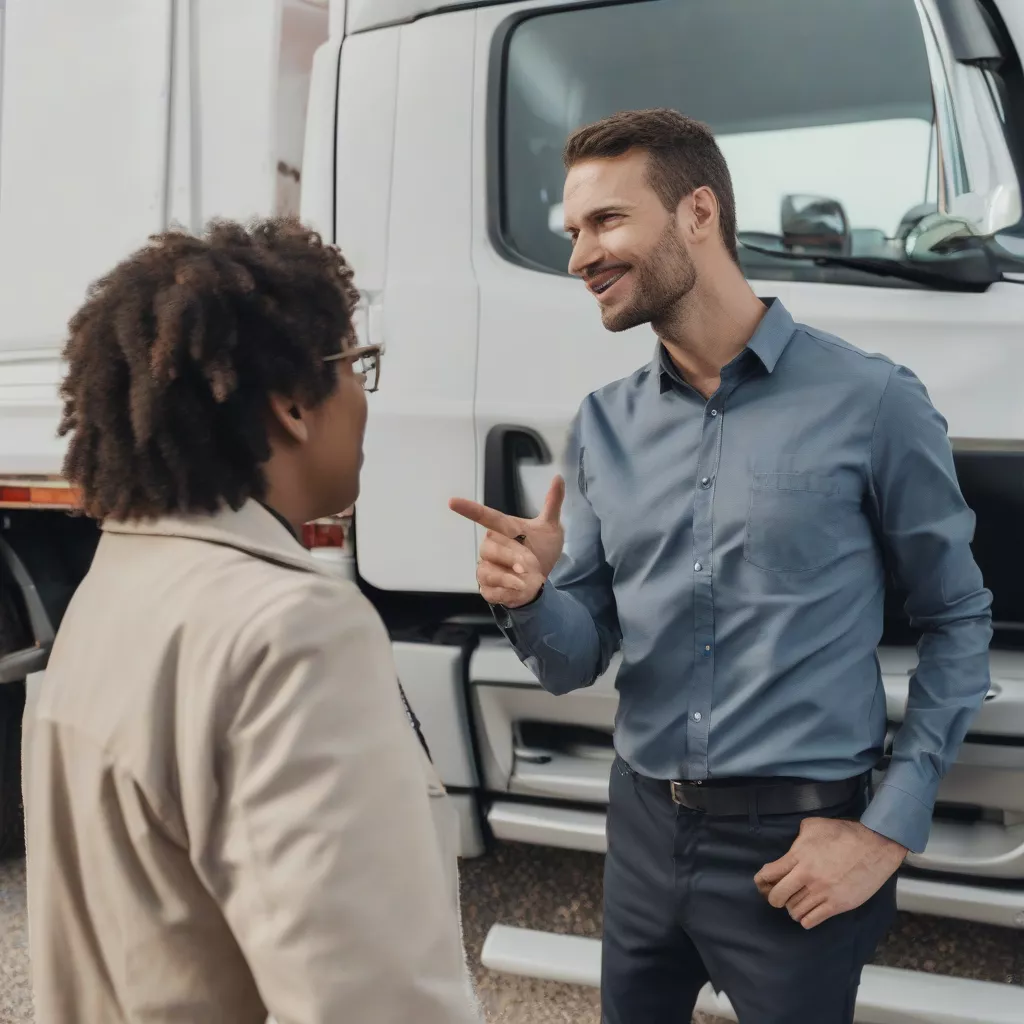 Sales consultant advising on truck purchase