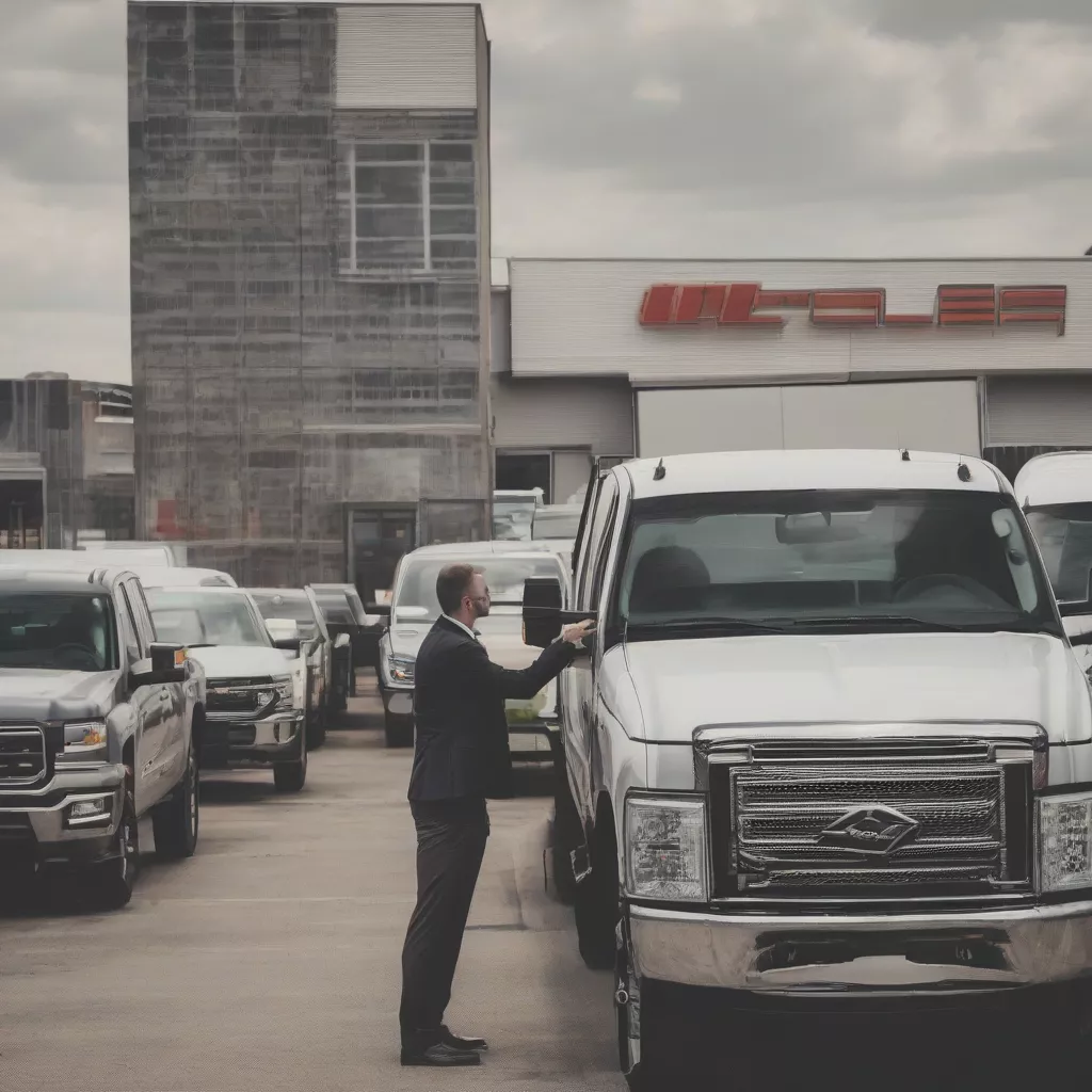 Sales consultant advising on truck purchase