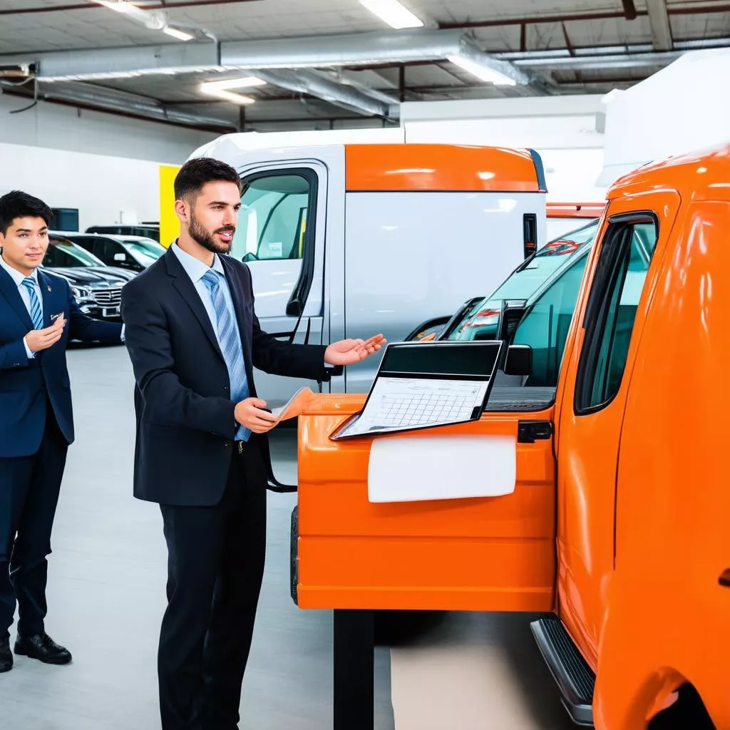 LKW-Verkäufer berät Kunden