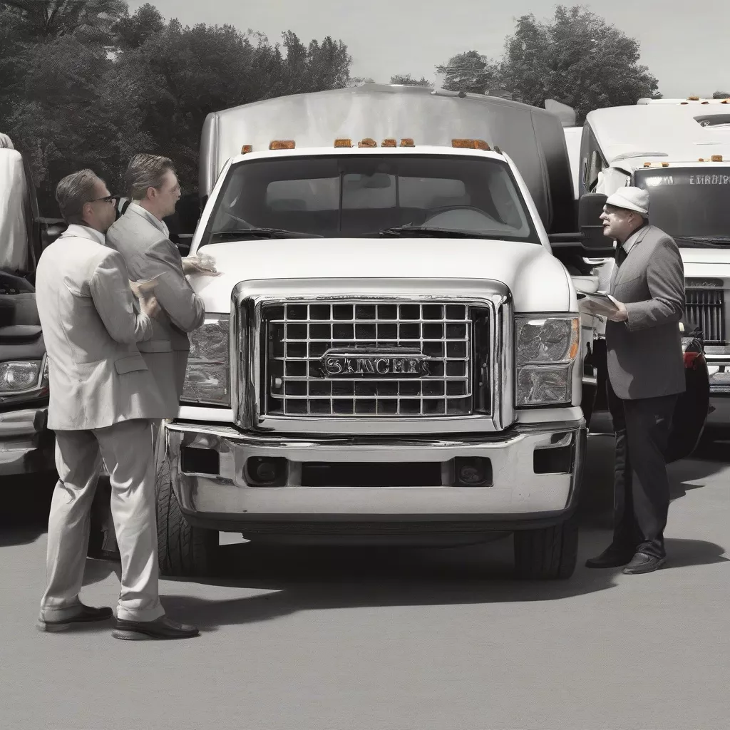 Nhân viên tư vấn xe tải cho khách hàng