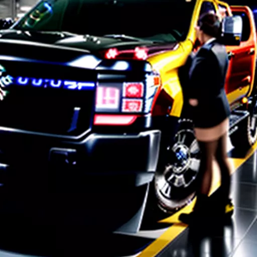 Salesperson assisting a customer with a Suzuki truck