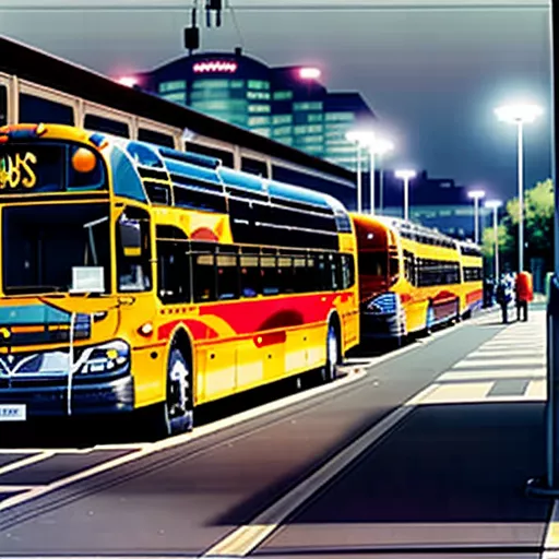 Autocarros estacionados num terminal rodoviário