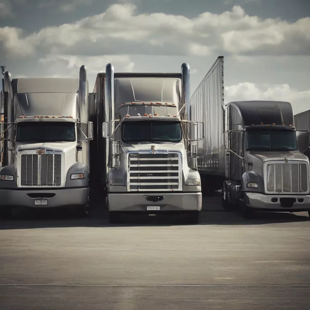 Antrian truk menunggu untuk bongkar muat