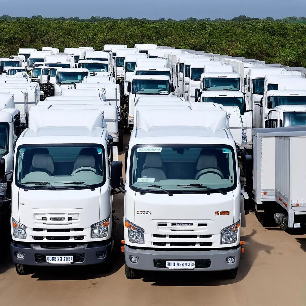 Những chiếc xe tải mới toanh sẵn sàng để bàn giao