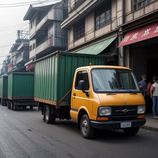 ハノイに並ぶ小型トラック