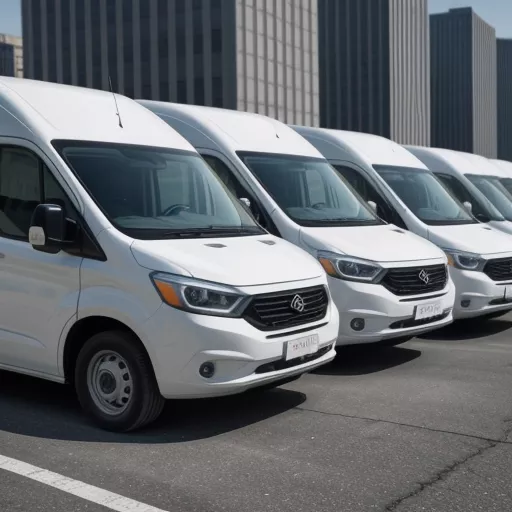 Những chiếc xe tải van xếp hàng ngang hàng