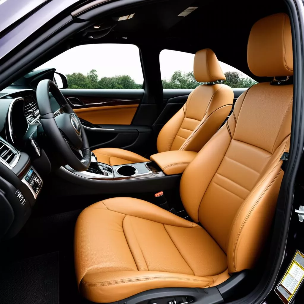 Interior de carro com revestimento em couro de luxo