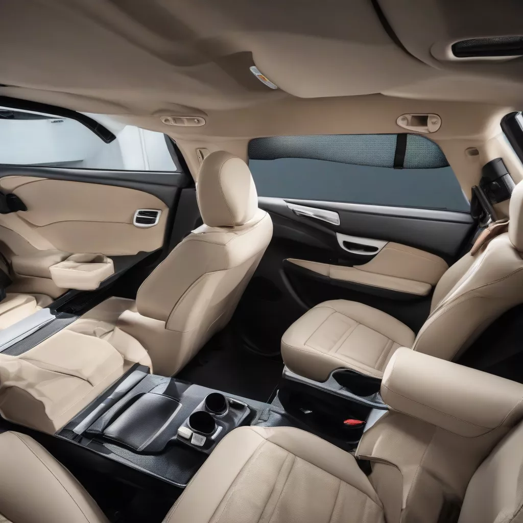 Modern car interior with magnetic curtains