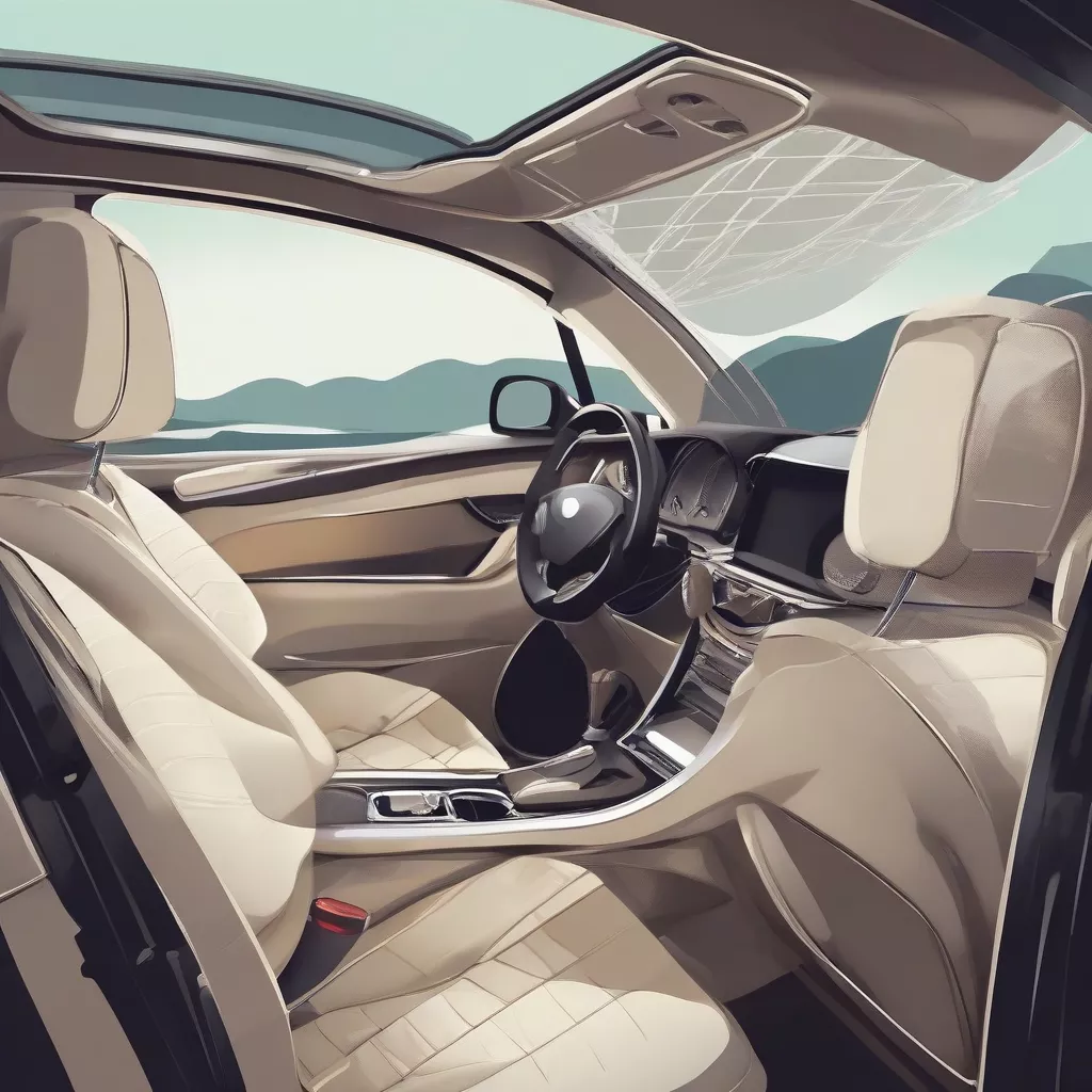 Modern car interior with sun shades