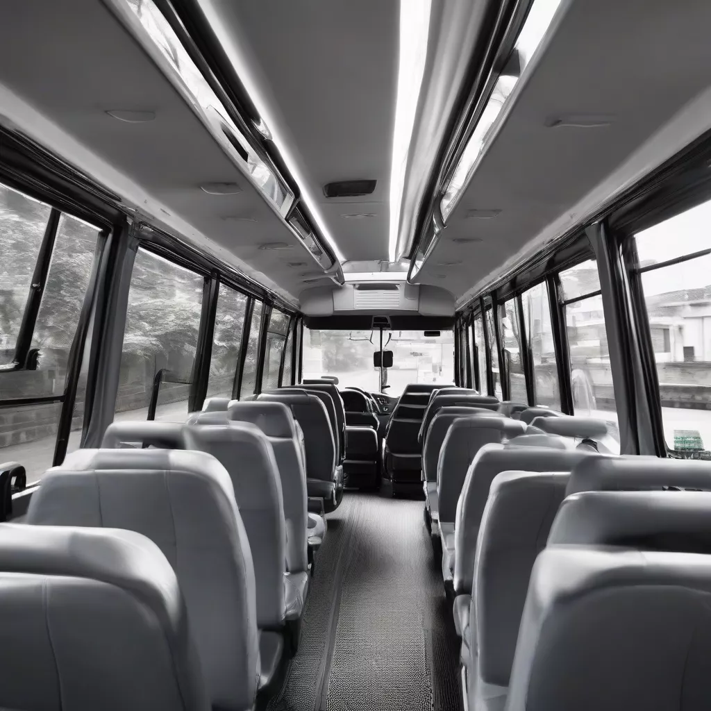 Comfortable interior of a 26-seater bus