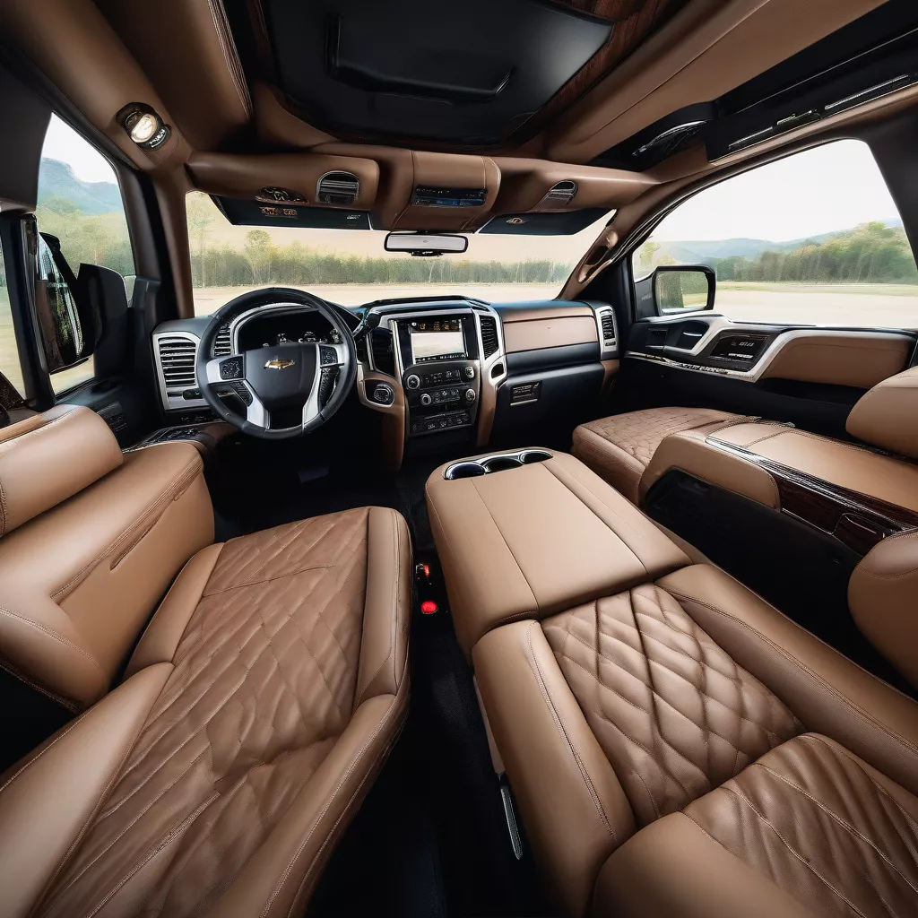 Luxurious interior of a customized pickup truck