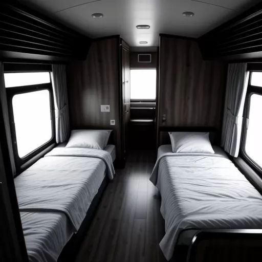 Aménagement intérieur moderne d'un autocar couchette