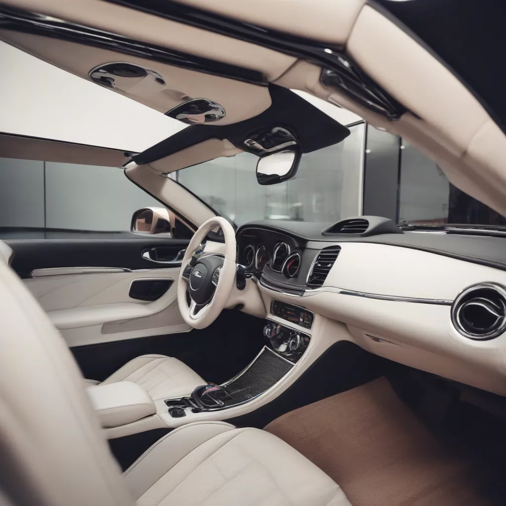 Modern convertible car interior