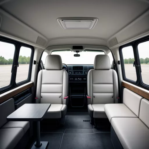 Innenraum des Tera V Kastenwagen 2-Sitzer 945kg mit Sitzen und Armaturenbrett