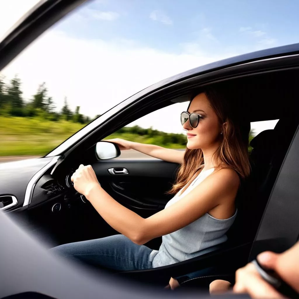 Nữ lái xe ô tô