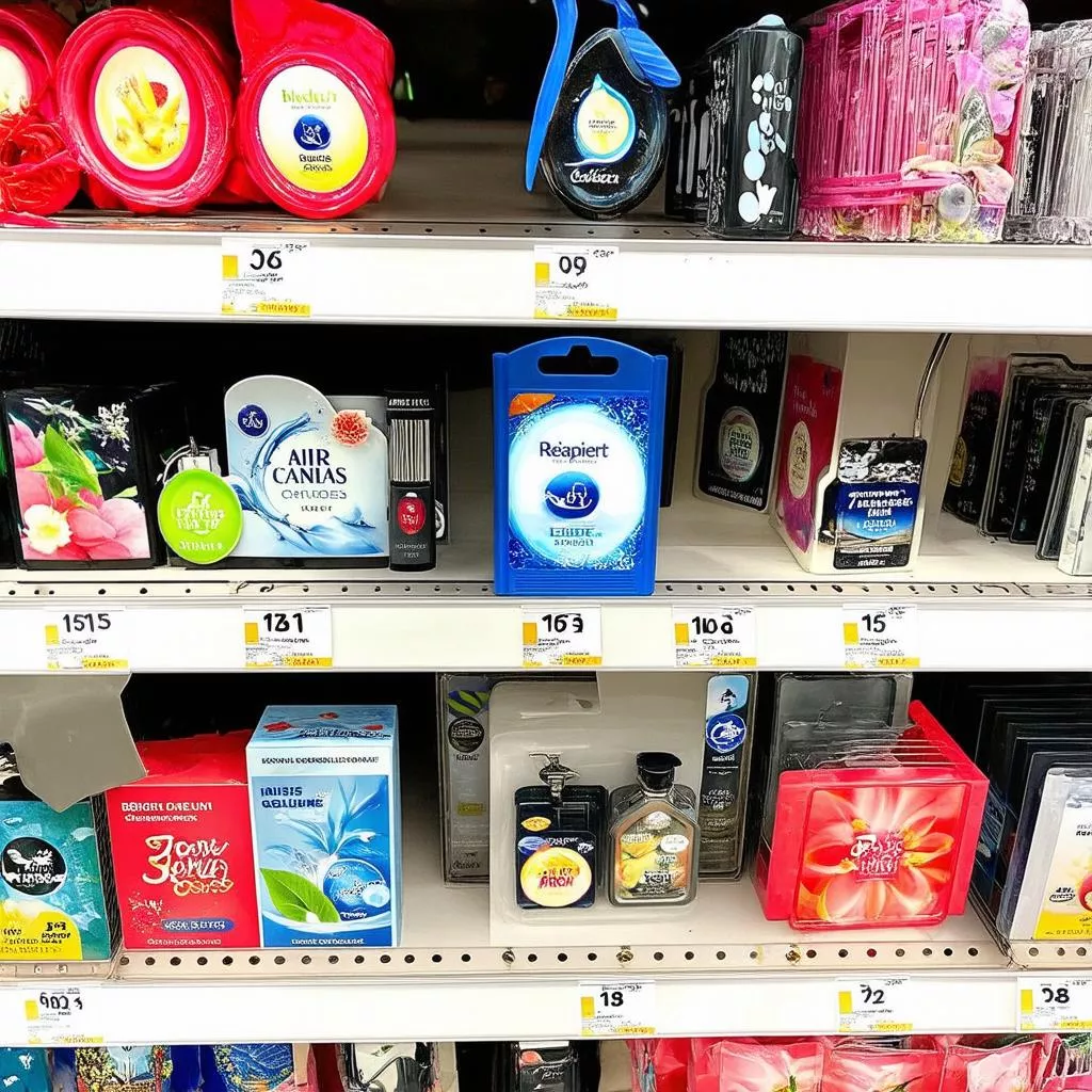 Car air fresheners displayed in a store