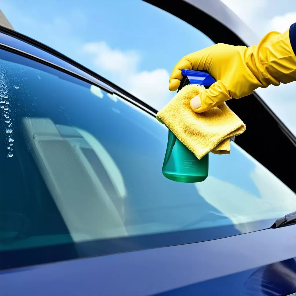 Nước rửa kính ô tô trong suốt