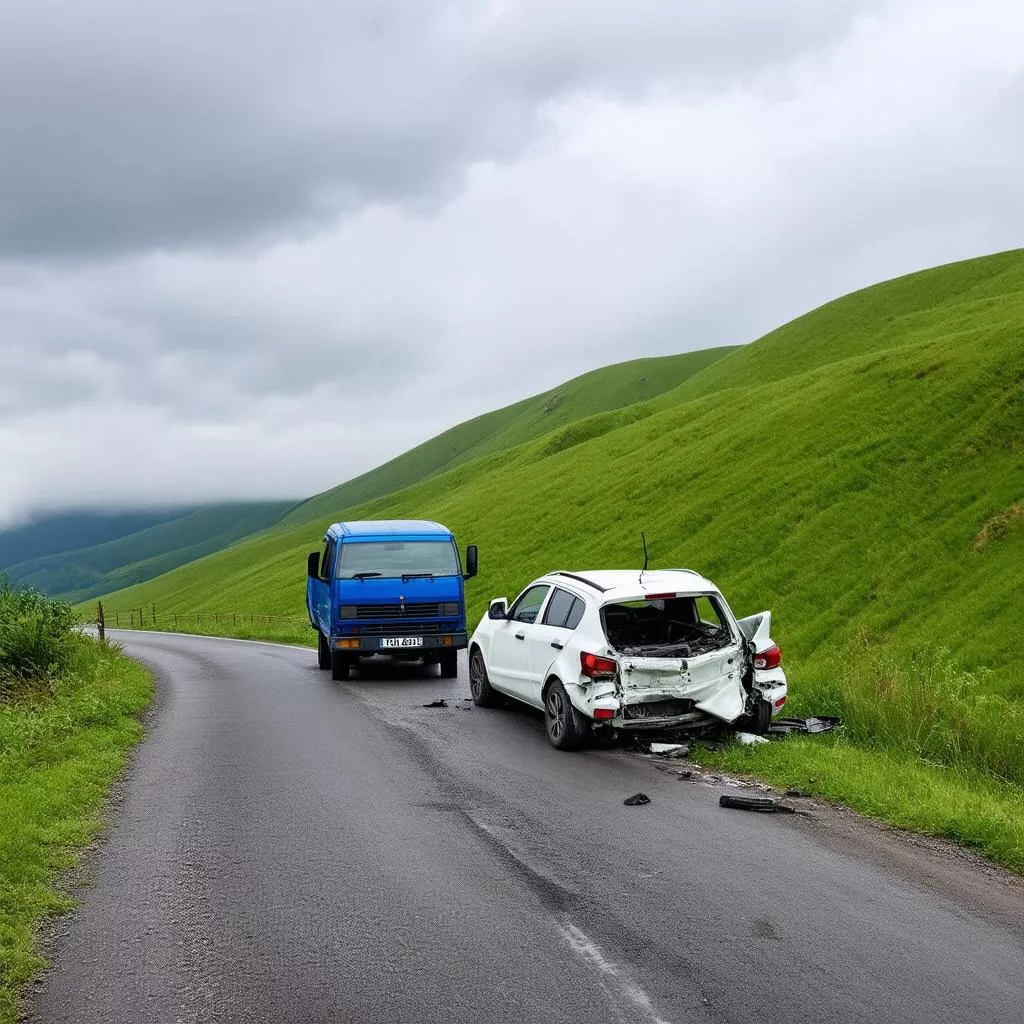 Ô tô con vượt ô tô tải gặp tai nạn